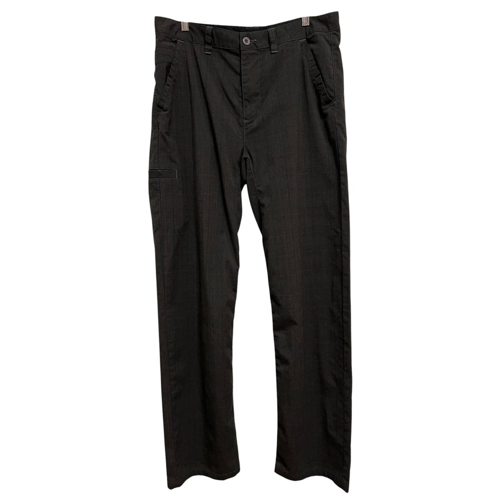 Prana Brion Pants Mens 34x32 Gray Plaid Stretch Zion Hiking Outdoor Travel Cargo
